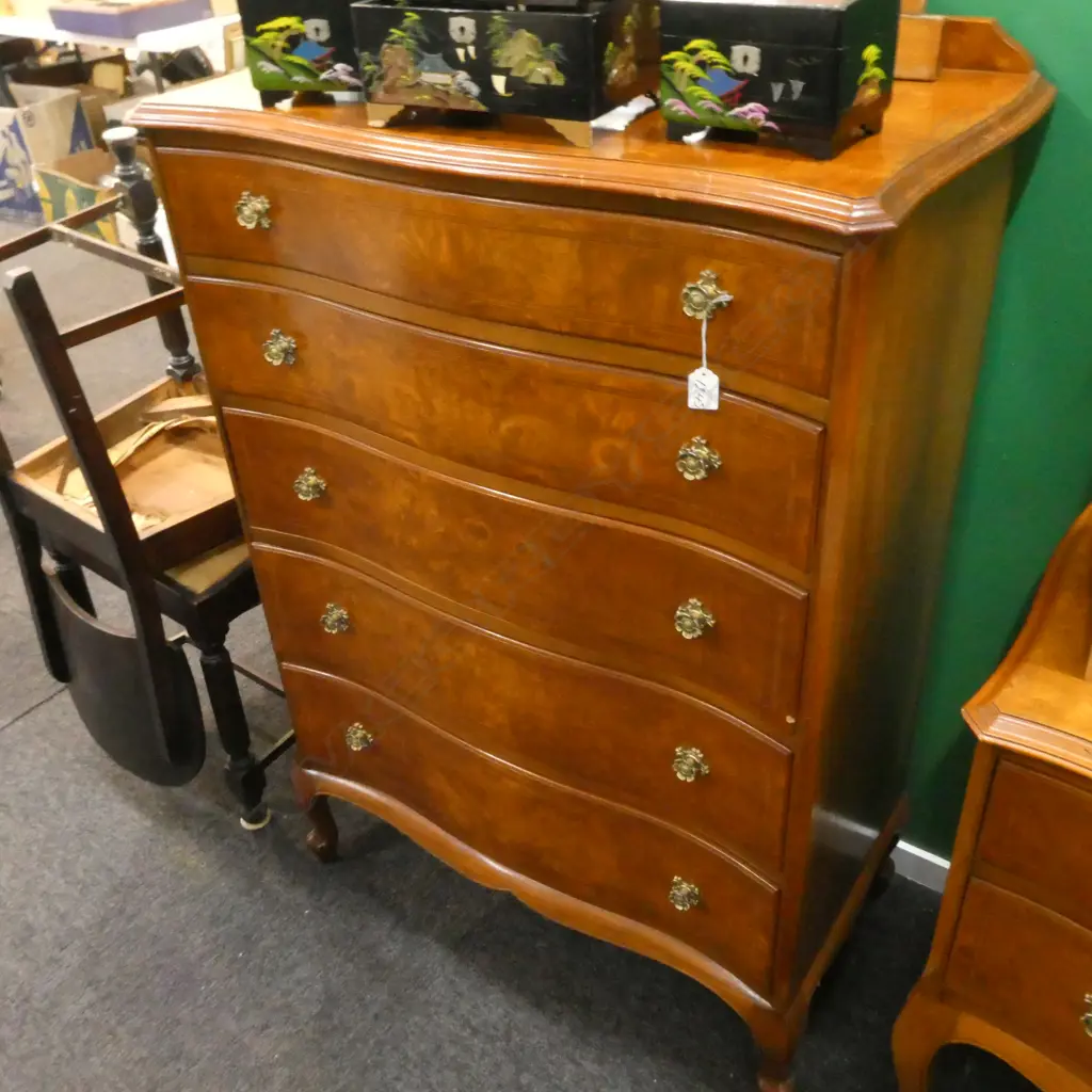 5 DRAWER QUEEN ANNE STYLE TALL BOY... Image 1++