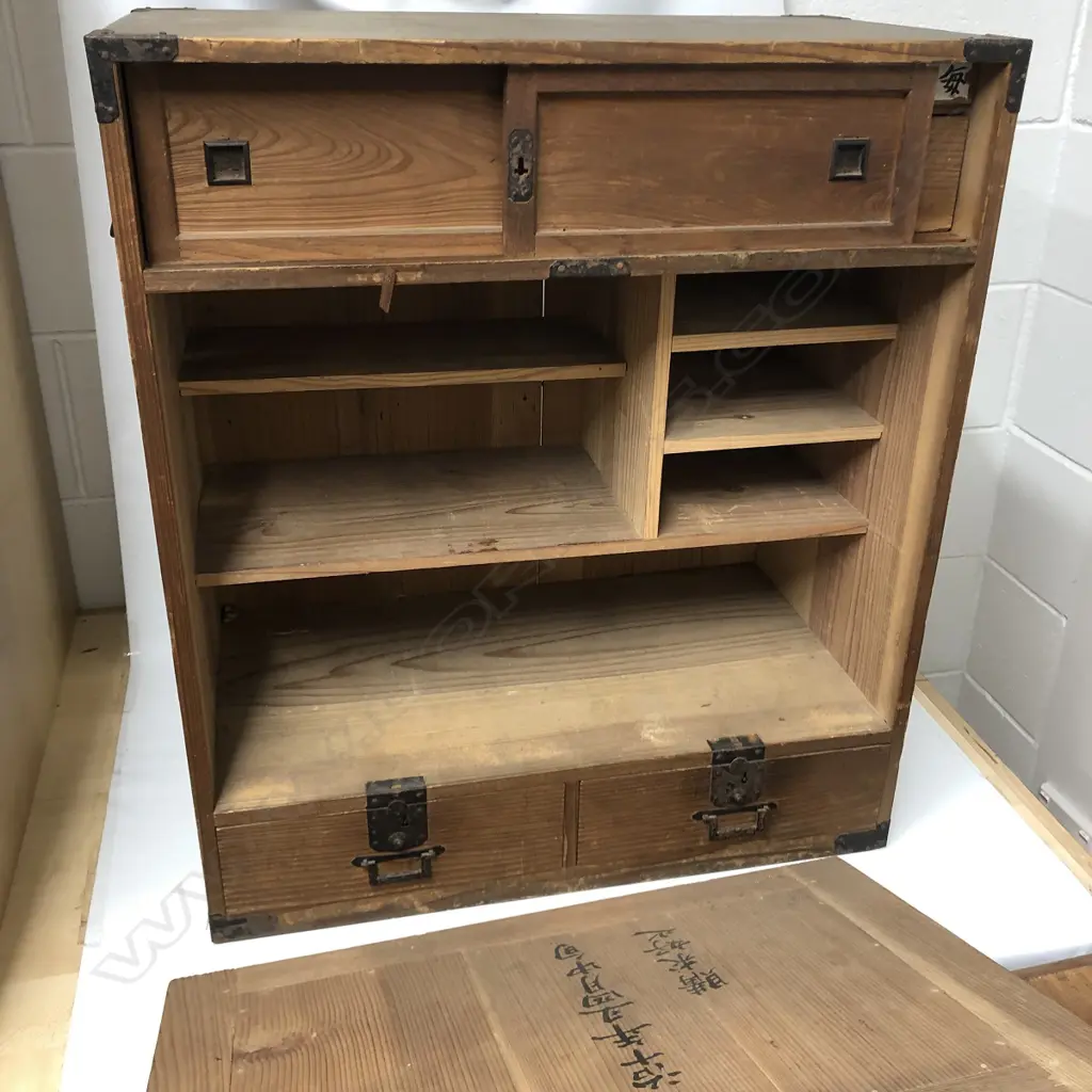 OLD JAPANESE SMALL CHEST CABINET 605 X 330 X 700mm c1900. with key Image 1++