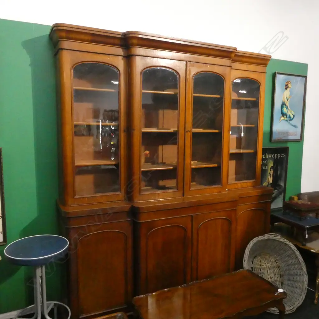 LARGE MAHOGANY BREAKFRONT BOOKCASE SIDEBOARD BY SCULLER and CHISHOLM   2070mm x 510mm x 2350mm Image 1++