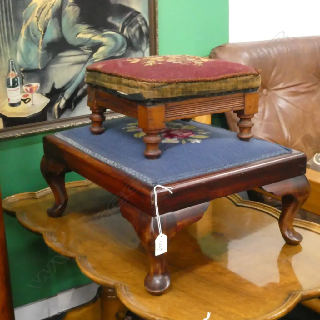 2 NEEDLEWORK STOOLS  Image 1++