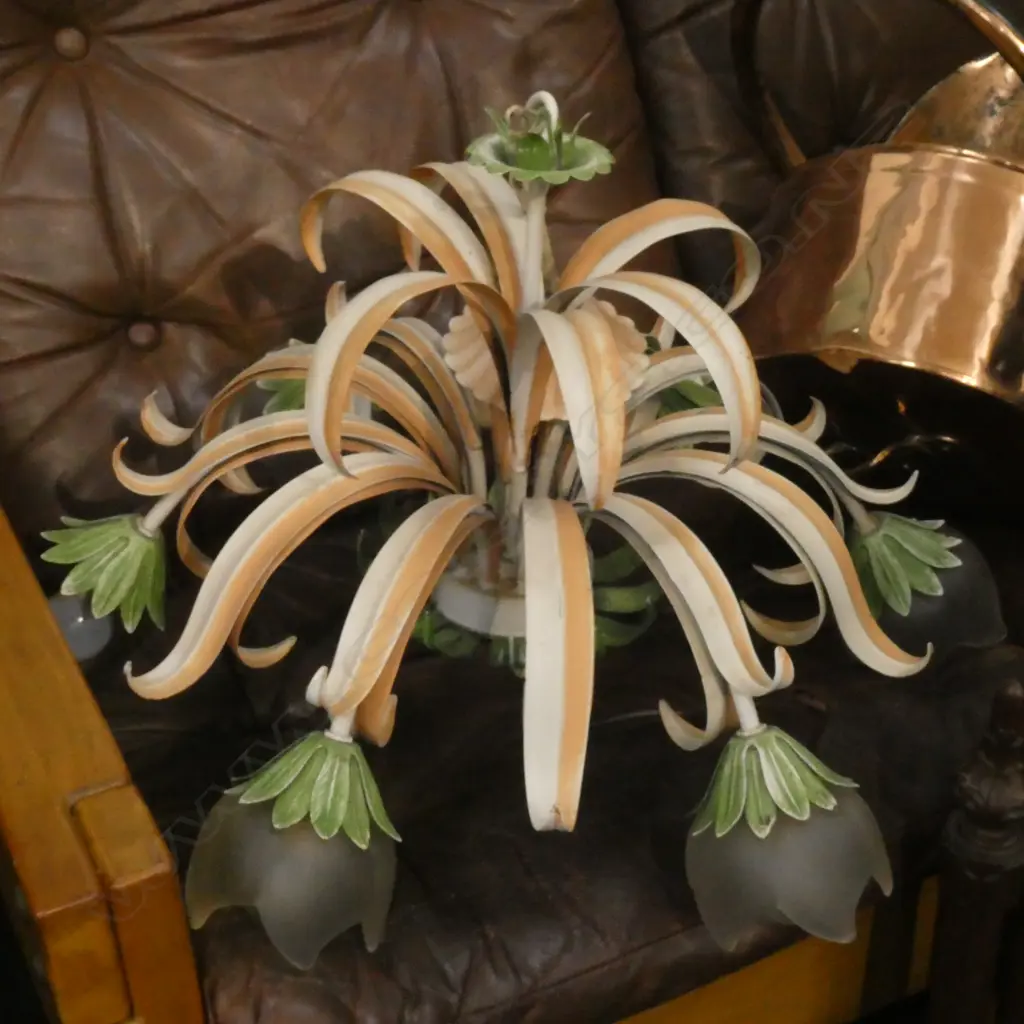 PAINTED METAL FLORAL CHANDELIER 500mm dia Image 1++