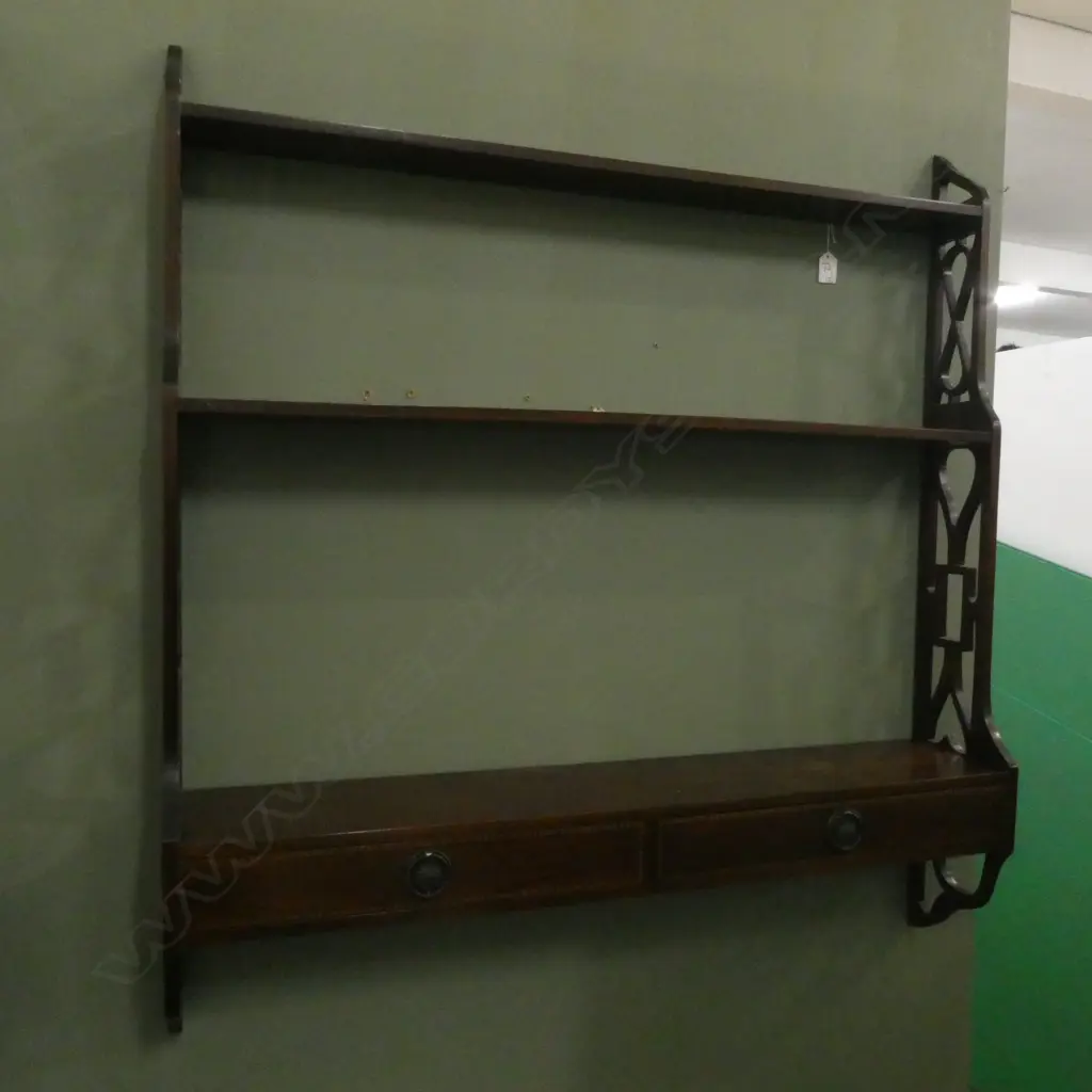 SHERATON REVIVAL WALL SHELF 2 DRAWERS H.990mm W.915mm Image 1++