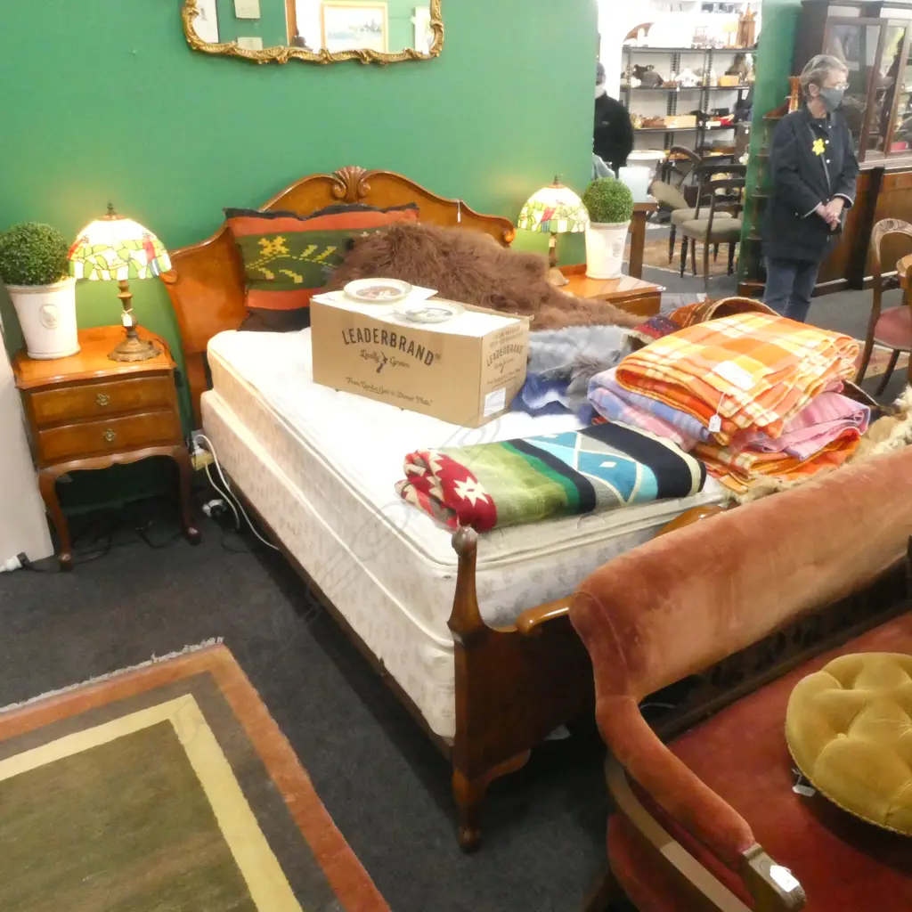 QUEEN ANNE STYLE BEDFRAME, HEADBOARD, MATTRESSES  Image 1++