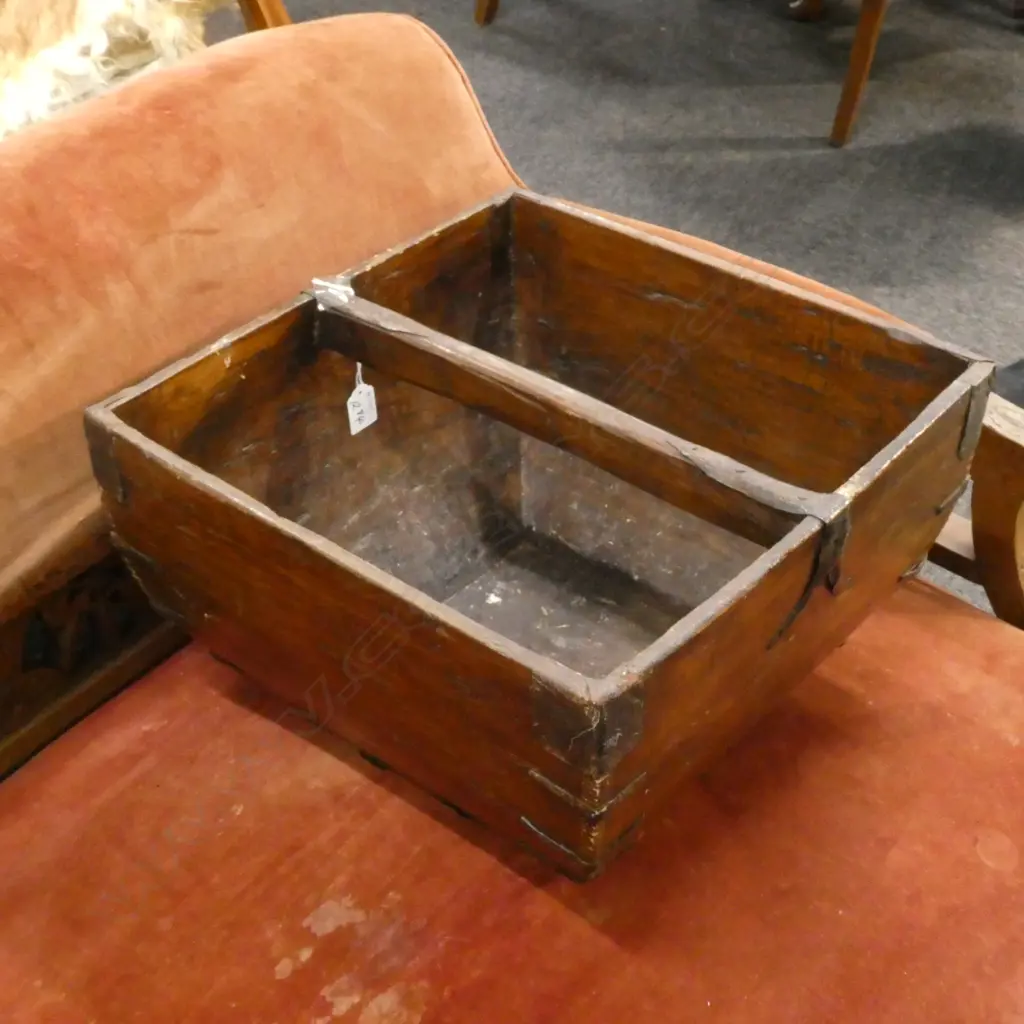 OLD CHINESE RICE BUCKET 390mm sq Image 1++
