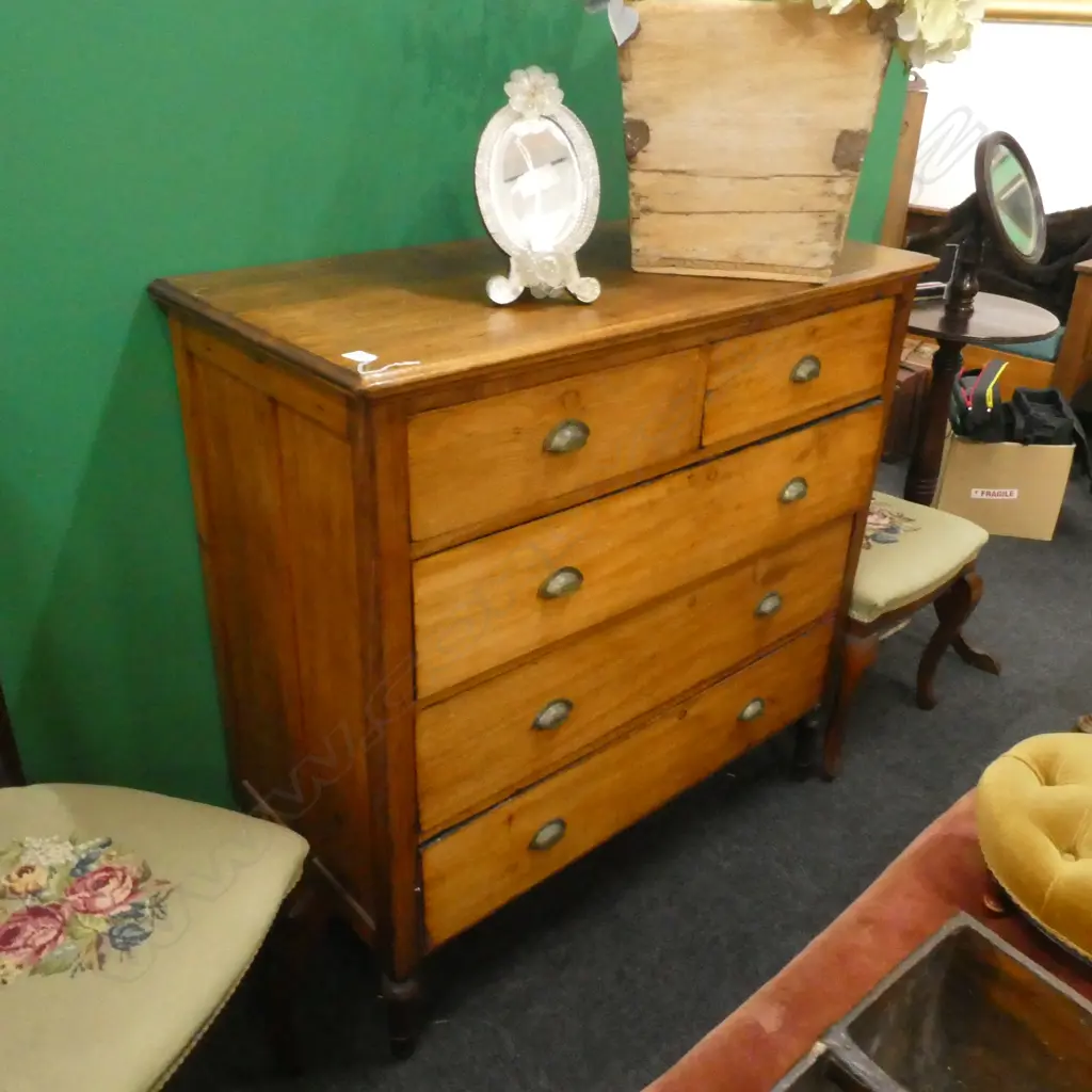 VINTAGE OAK CHEST OF 5 DRAWERS 1070x510x1065mm Image 1++