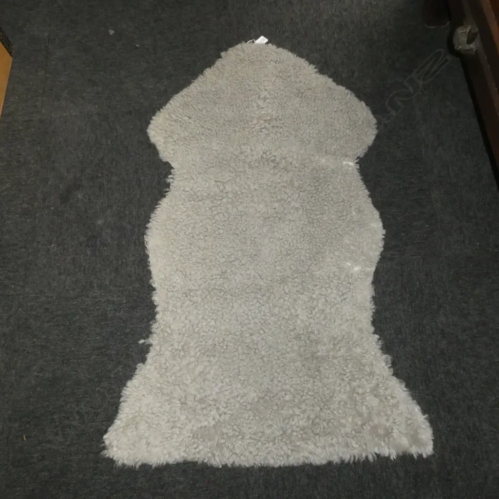 GREY CURLY SHORT WOOL GOAT HIDE 1110x500mm Image 1++