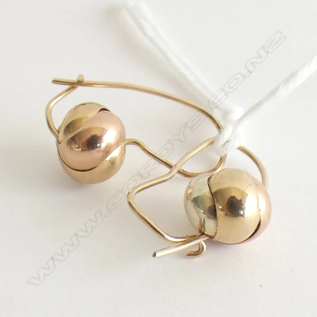 PR 9CT LGE SWIRLING BEAD HOOP EARRINGS ONE IS AF Image 1++