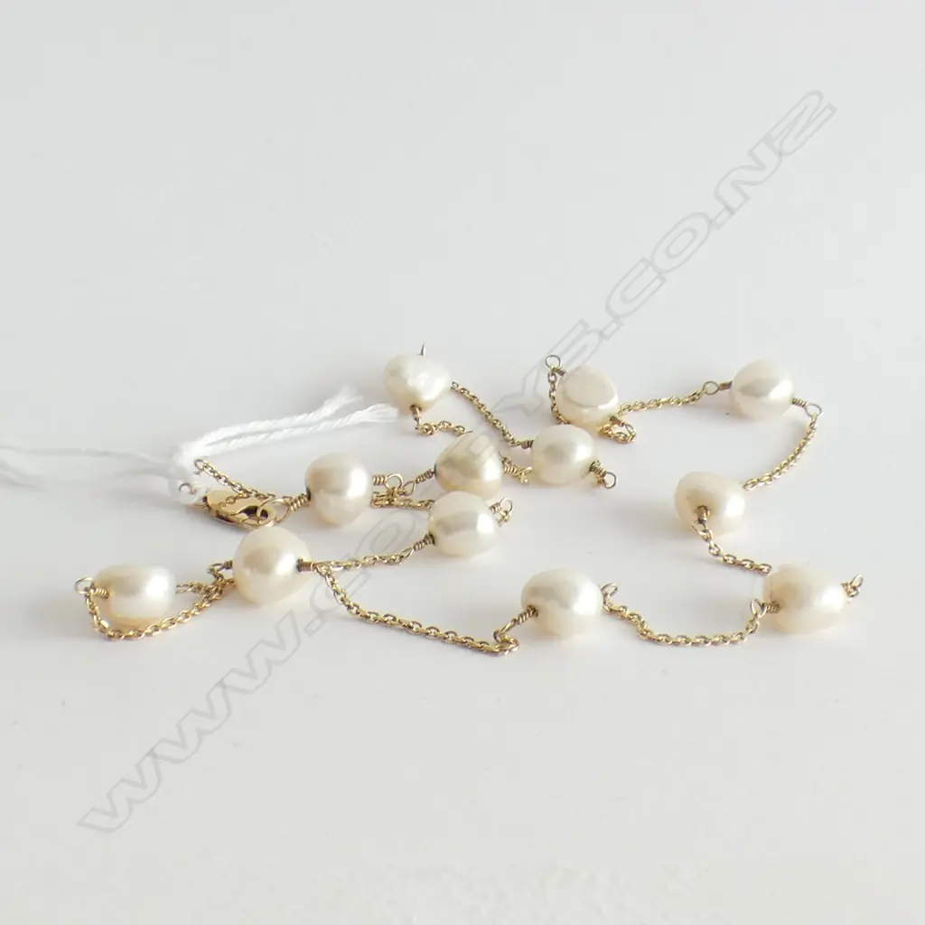 14KT CHAIN WITH PEARLS  Image 1++