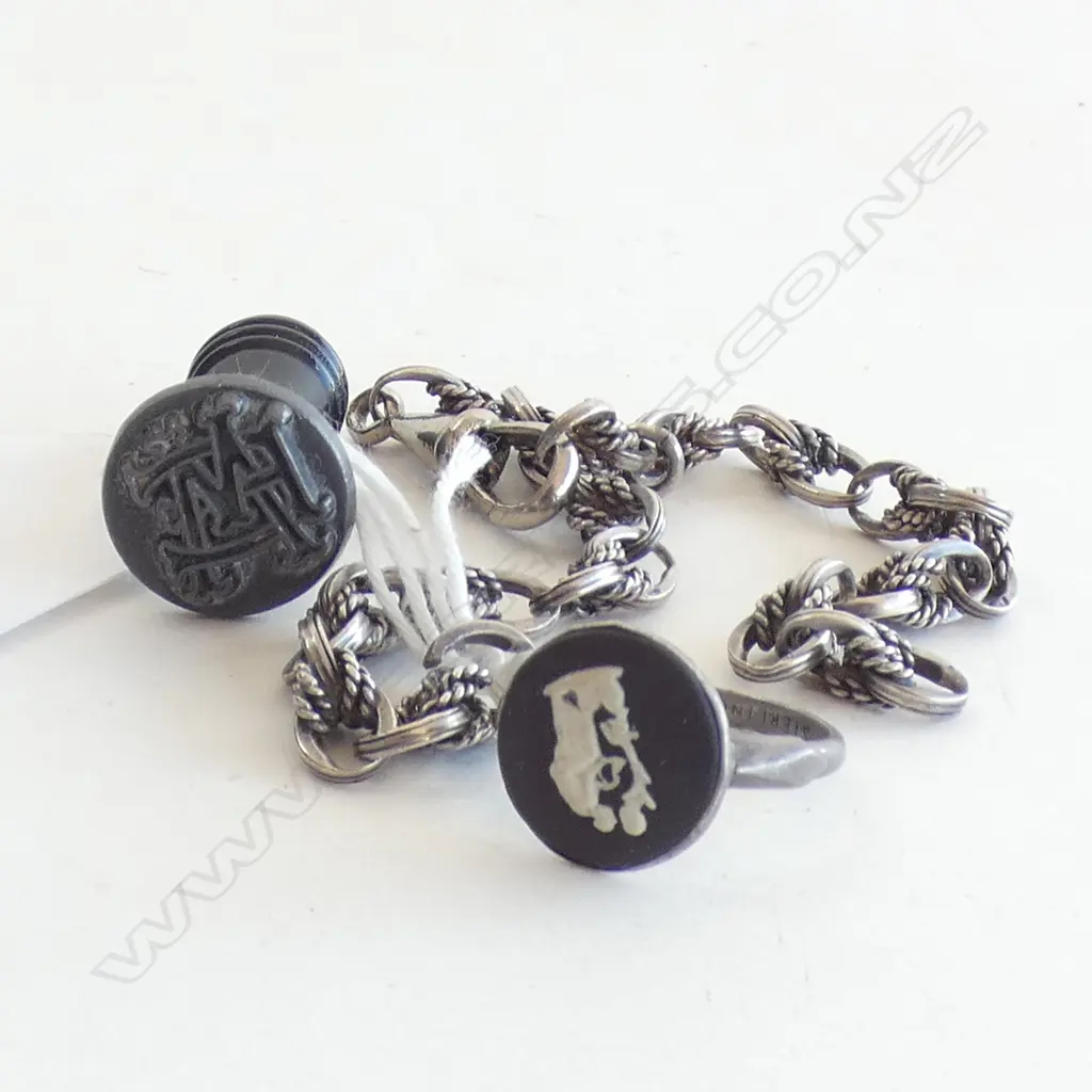 SILVER & BLACK JASPER CAMEO (WEDGWOOD STYLE)  RING, SILVER BRACELET &OLD SEAL Image 1++