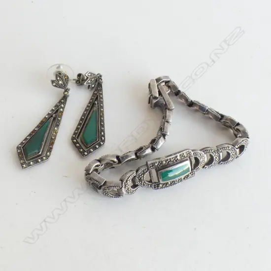 ART DECO STYLE BRACELET & PR DROP EARRINGS 