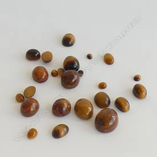 BAG OF GOOD QUALITY VARIOUS SIZE CABOCHON CUT TIGERS EYE