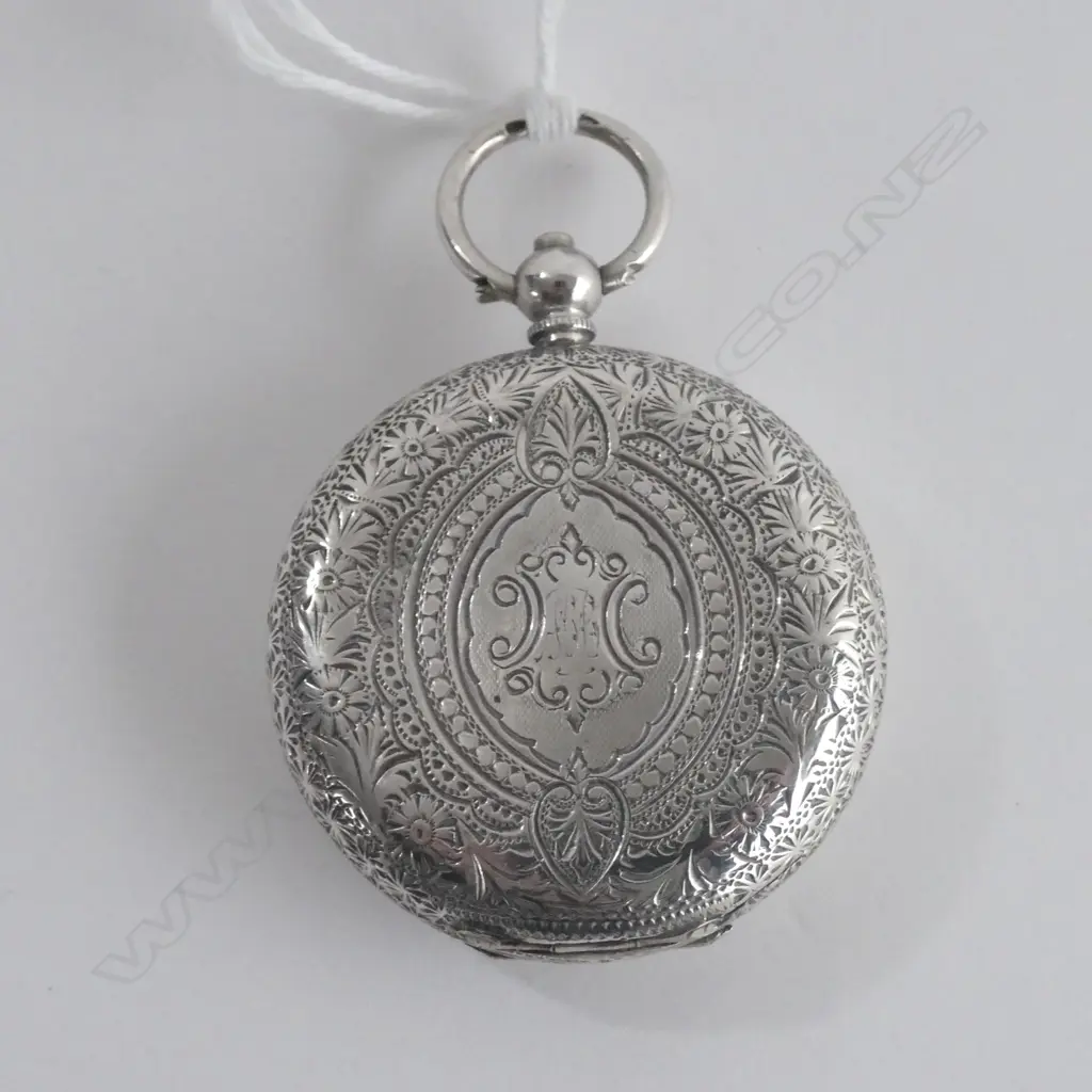 LADIES SILVER POCKET WATCH -  working Image 1++
