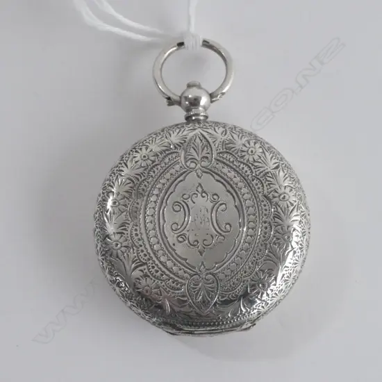 LADIES SILVER POCKET WATCH -  working