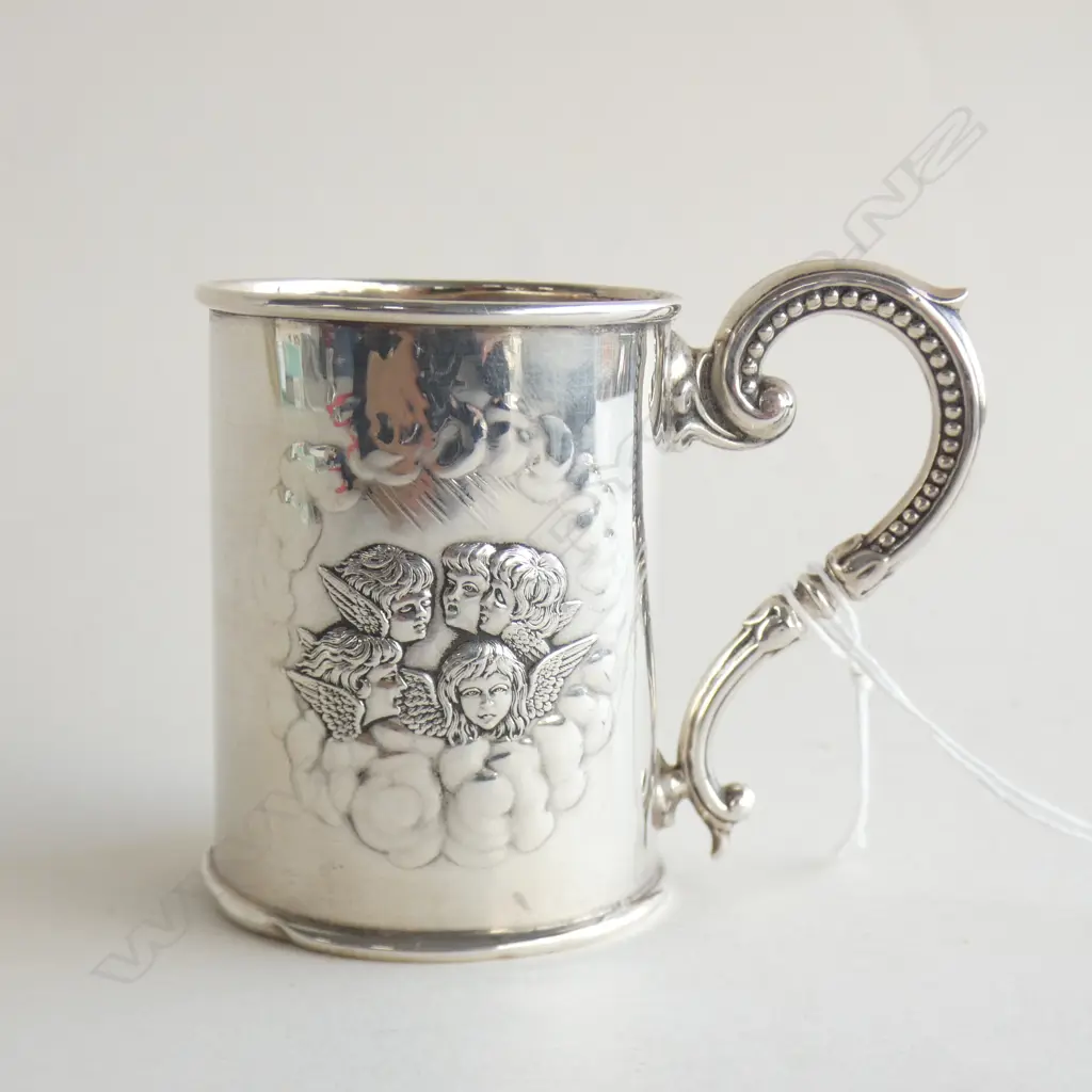 SMALL SILVER CHRISTENING CUP BIRMINGHAM 1904 (Reynolds Angels) Image 1++