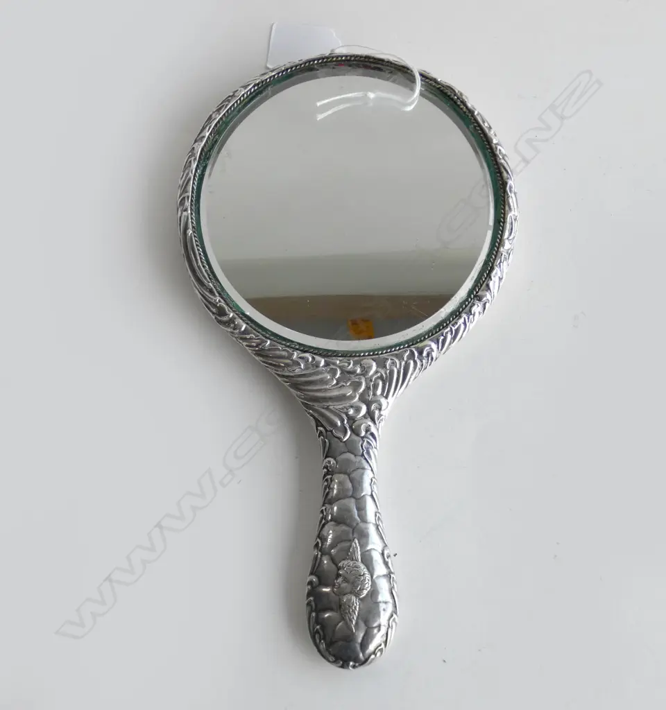 SILVER HAND MIRROR BIRMINGHAM 1904  (Reynolds Angels) Image 1++