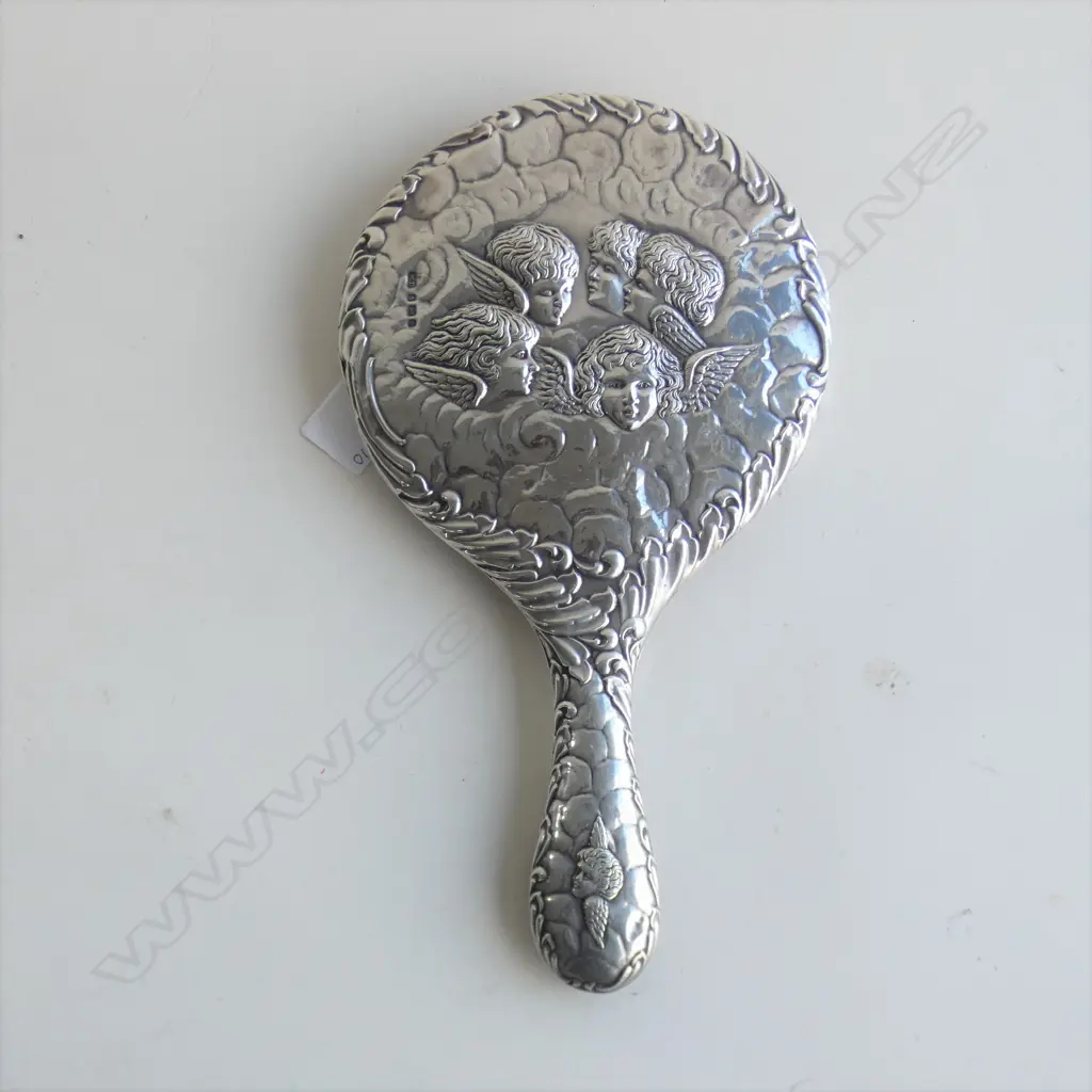 SILVER HAND MIRROR BIRMINGHAM 1904  (Reynolds Angels) Image 1++