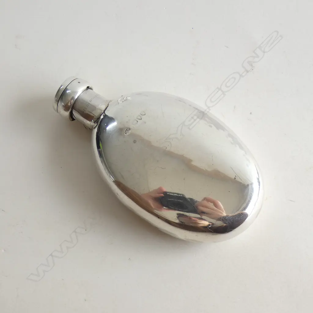 STG SILVER HIP FLASK H 110MM LONDON 1891  75GMS Image 1++