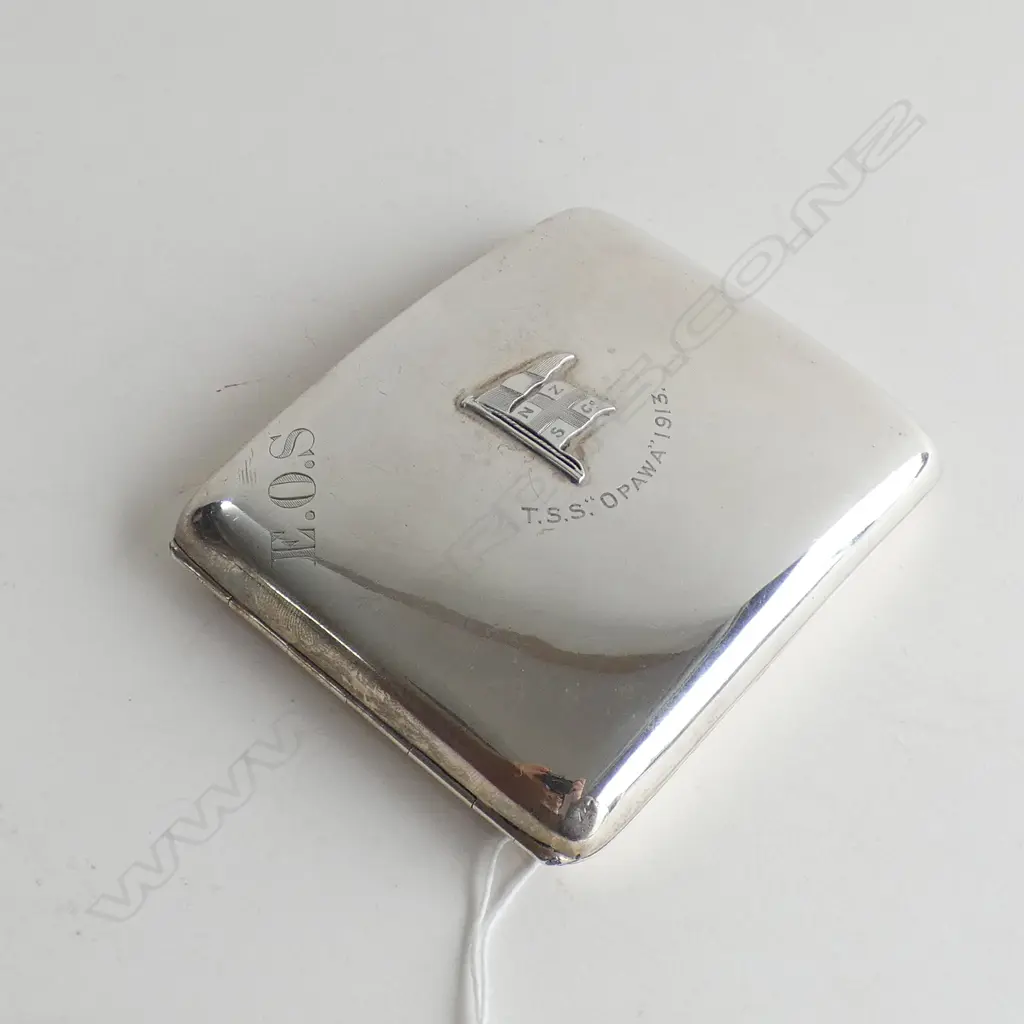 SILVER CIGARETTE CASE T.S.S. OPAWA 1913 CHESTER 1913 160gm Image 1++