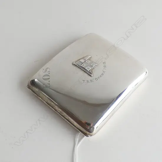 SILVER CIGARETTE CASE T.S.S. OPAWA 1913 CHESTER 1913 160gm