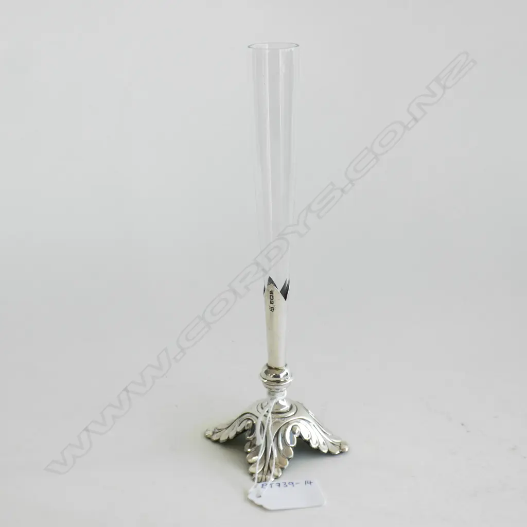 STG SILVER EPERGNE VASE 56GMS INCL WEIGHTED BASE H 205MM SHEFFIELD 1903  Image 1++