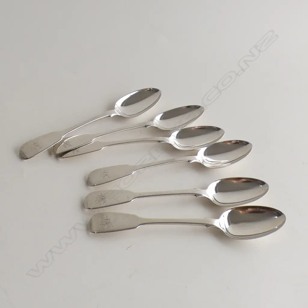 SIX SILVER TEASPOONS LONDON 1828 143gm Image 1++