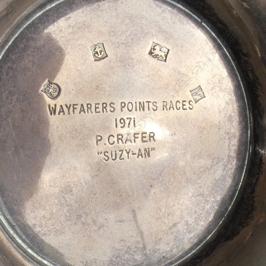 STG SILVER DISH COMMEMORATING WAYFARES POINTS RACE 1971 D 100 MM Image 1++