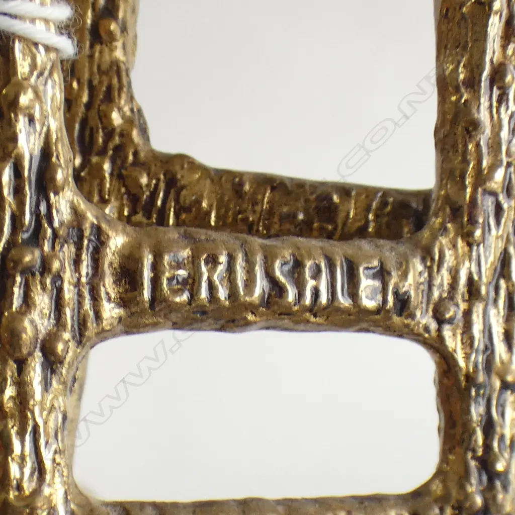 MID CENTURY FOLDING BRASS MENORAH CANDLEHOLDER H.210mm Image 1++