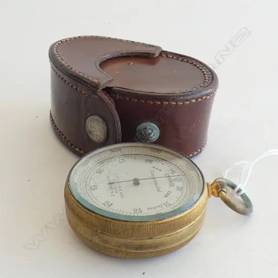 T. PEACOCK POCKET BAROMETER 48mm dia CASED
