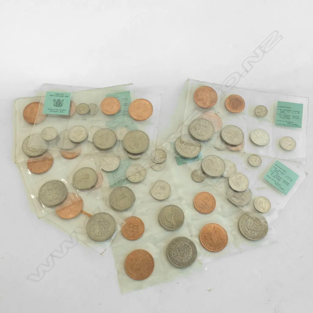 8 UNC COIN SETS NZ 1965 Image 1++
