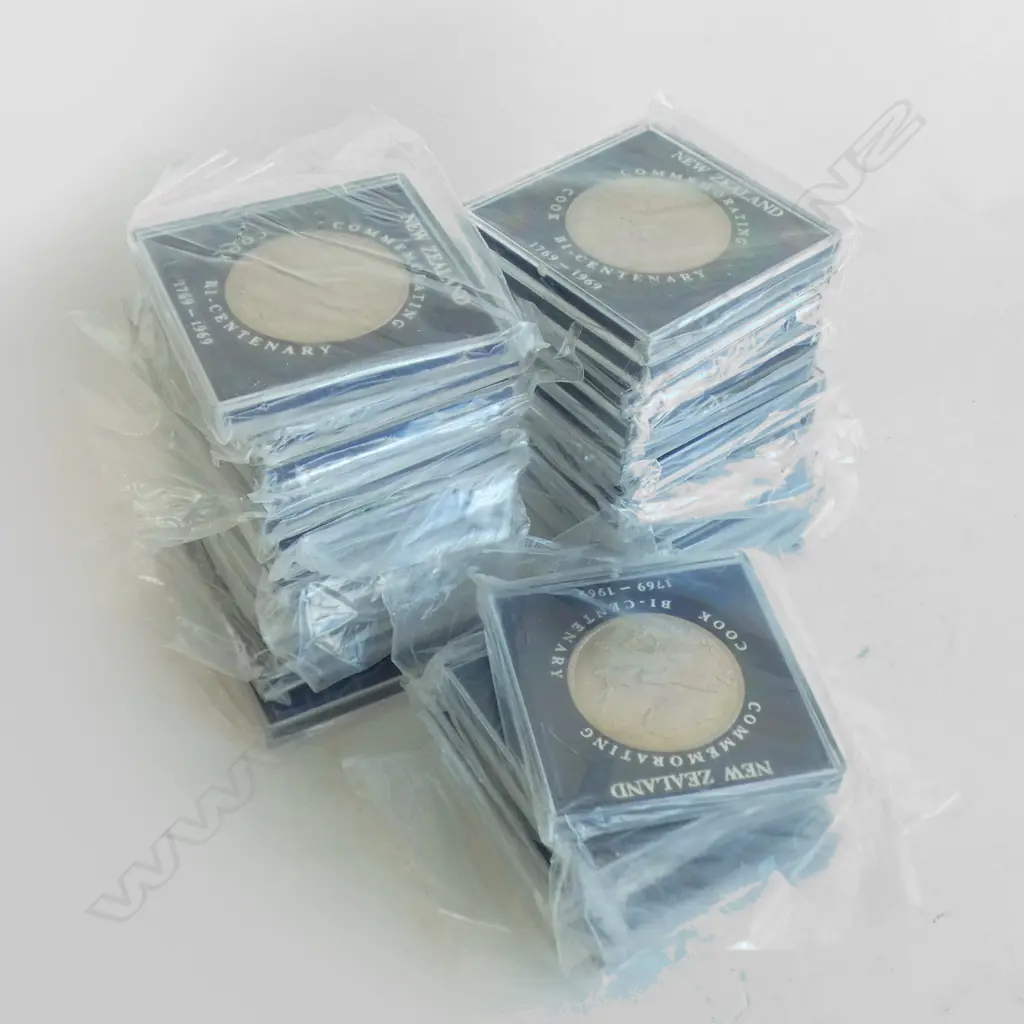 30 NZ MINT UNC COOK 1969 $1 DOLLAR COINS, CASED Image 1++