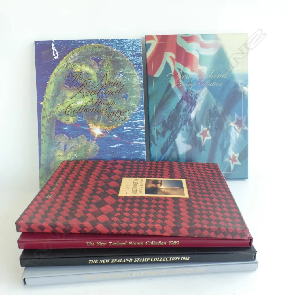 6 'THE NZ STAMP COLLECTION' BOOKS; 1987, 88, 89, 93, 94, 95. Image 1++