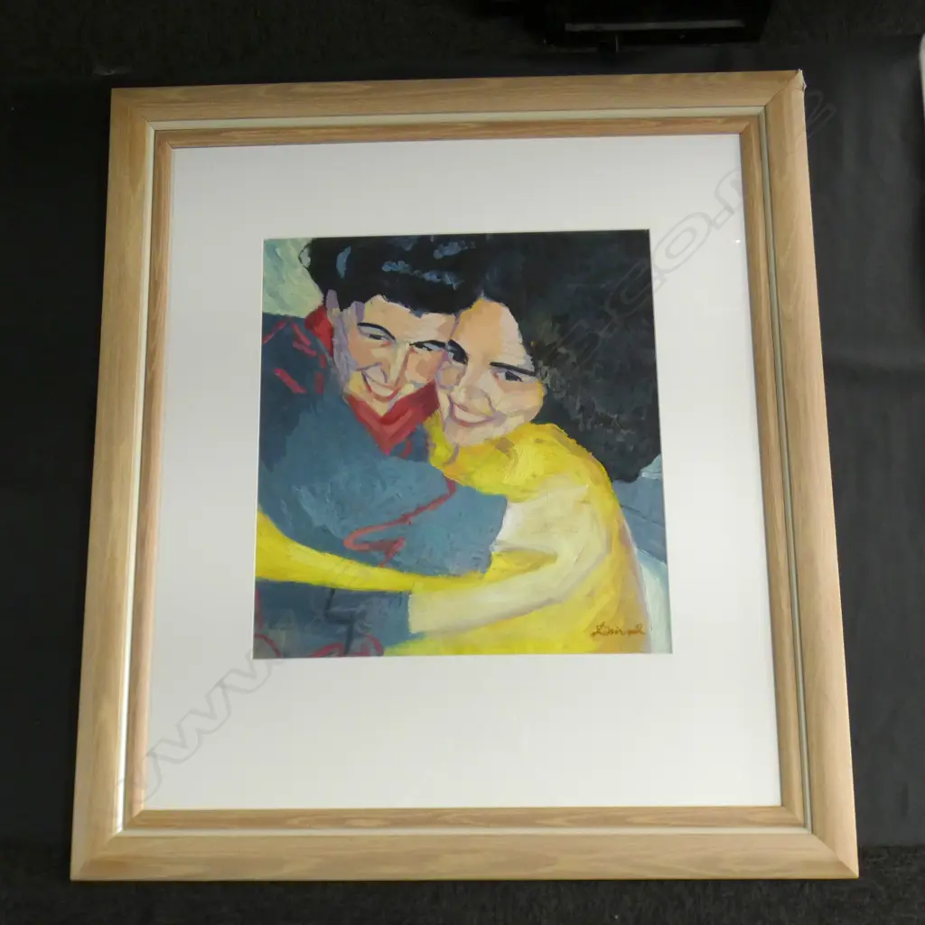 SIGNED DOUBLE PORTARIT PAINTING 580x520mm Image 1++