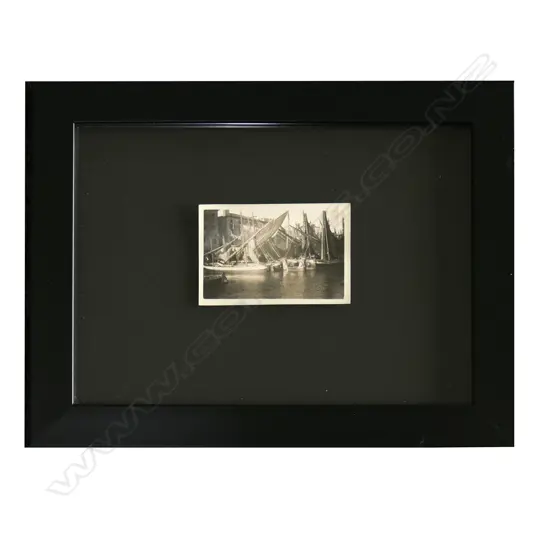 JOHN WEEKS - ALBUMEN PHOTOGRAPH DHOWS IN HARBOUR 40 X 60MM