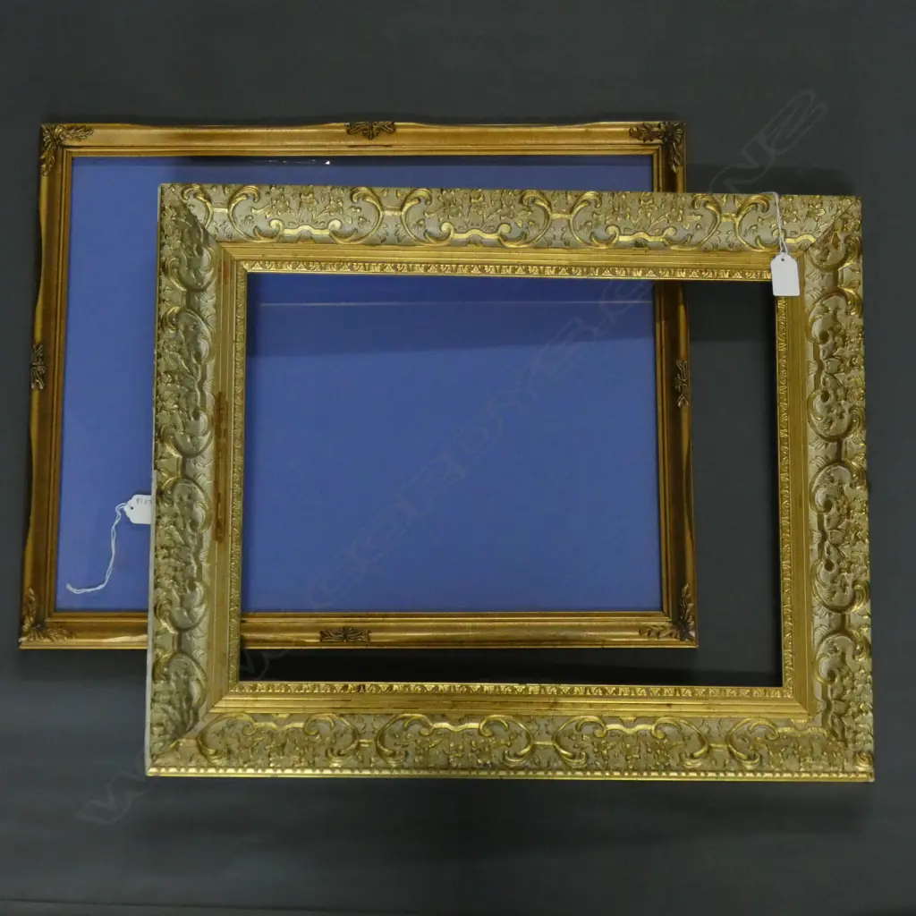 2 GILT PICTURE FRAMES, 1 GLAZED. IMAGE 395 x 495 & 335 x 435mm Image 1++