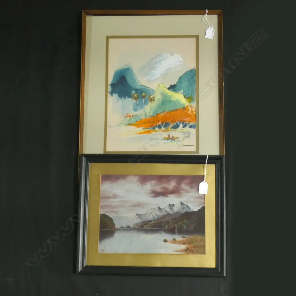 1 PASTEL  MOUNTAIN SCENE SIGNED 'IK' & WATERCOLOUR SCENE SIGNED (260 X 340MM) Image 1++