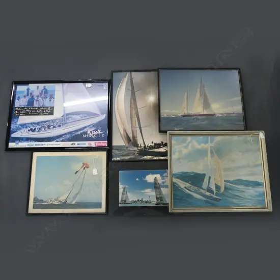 6 FRAMED YACHTING PRINTS H 610 MM