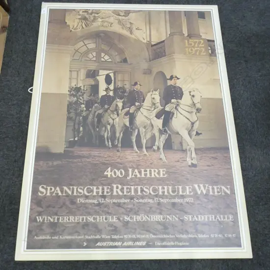 VINTAGE AUSTRIAN AIRLINES HORSE DRESSAGE POSTER 1180x835mm