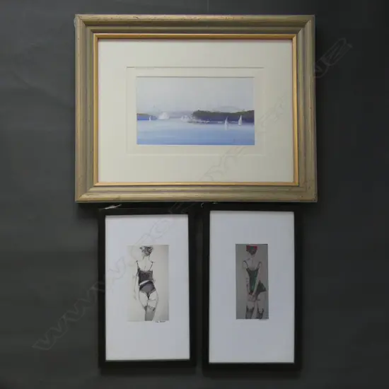 HOWARD IRELAND 'CREMORNE POINT SYDNEY HARBOUR' OIL 145x245mm + PR FRAMED NUDES