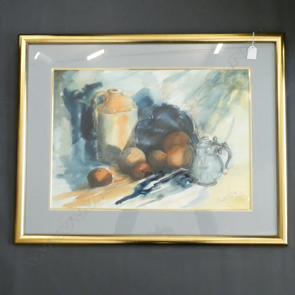 JULIA BLACKLER CHARCOAL AND WASH "STILL LIFE WITH CITRUS FRUIT" 370 x 520mm Image 1++