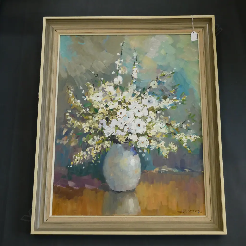 VIOLET WATSON OIL ON BOARD "MIXED BLOSSOM" 690 x 530mm five times winner of the Kelliher Award Image 1++
