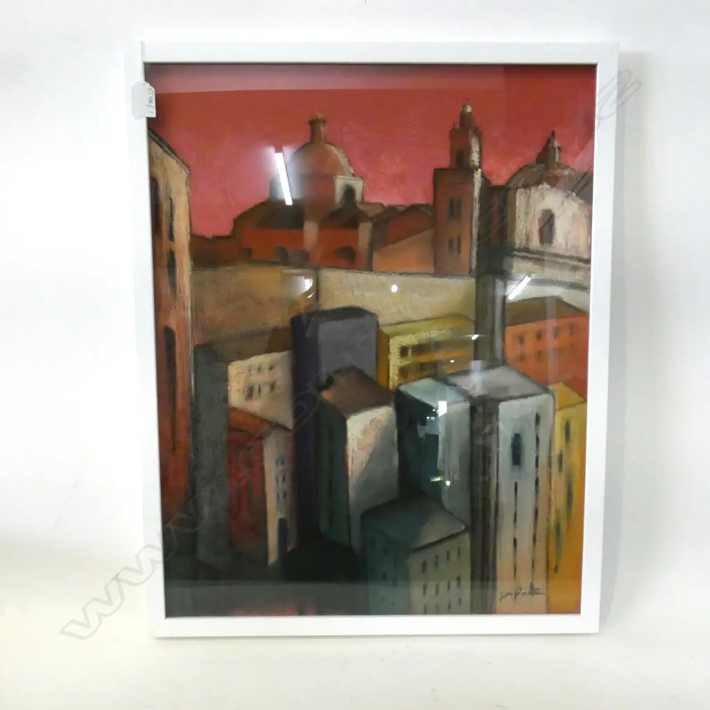 NZ ARTIST DAVID POOLE PASTEL CITY SCENE SIGNED 600x470mm Image 1++