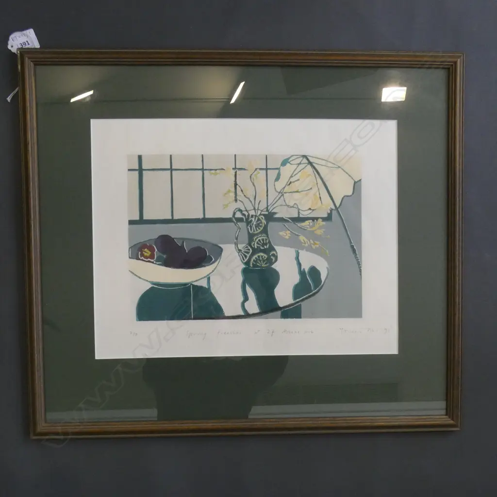 SIGNED PRINT 'SPRING FREESIAS AT 27 ANZAC AVE' 7/9 205x295mm Image 1++