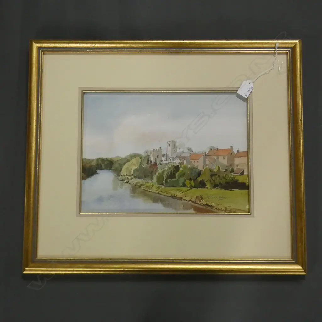 F. GILHAMPSON, WATERCOLOUR, VIEW OF WEST TANFIELD VILLAGE UK 250 x 340mm Image 1++