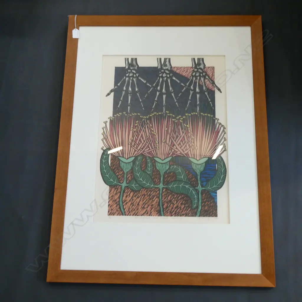 JO OGIER 'POHUTUKAWA AND HANDS REACHING' 11/15 1993 585x435mm Image 1++