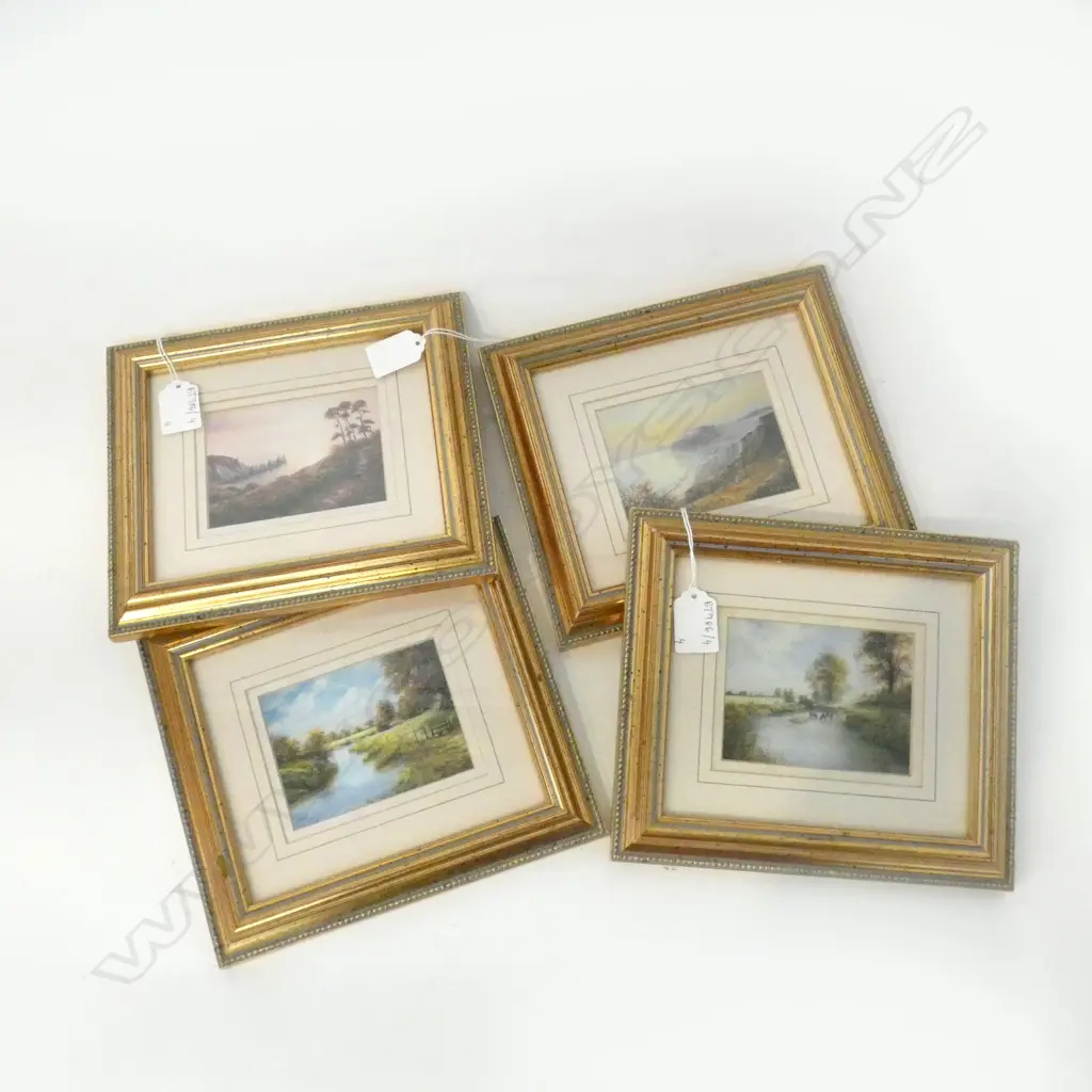 4 SML ENGLISH LANDSCAPE PRINTS, GILT FRAMES 80x100mm Image 1++