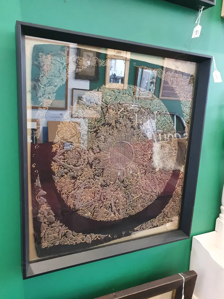 PR FRAMED METAL THREAD ORIENTAL EMBROIDERIES 580x530mm overall Image 1++