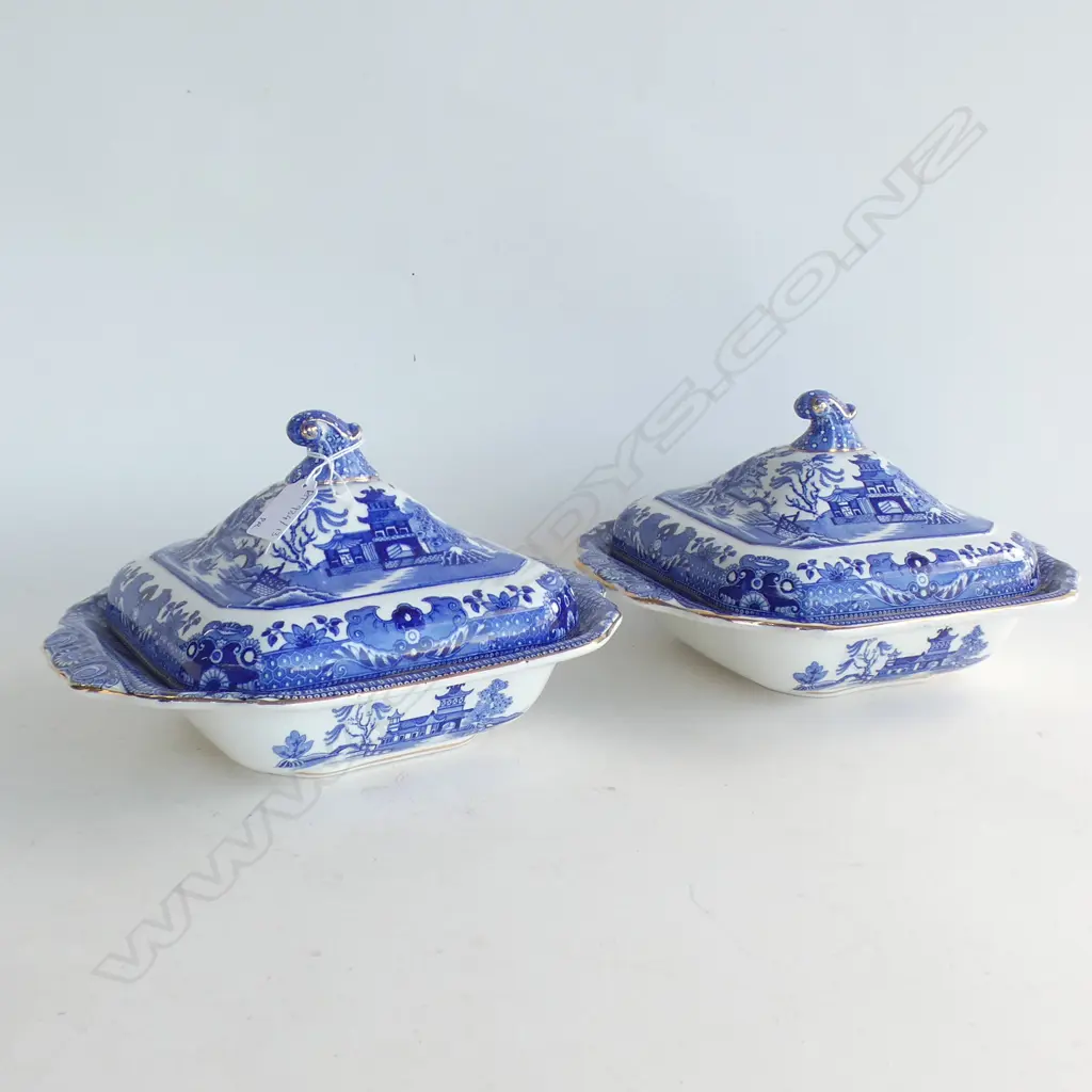 PR BURLEIGH WARE WILLOW SQUARE TUREENS 260mm sq Image 1++