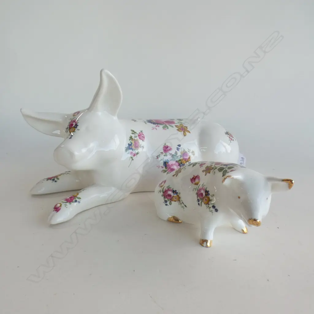 2 CERAMIC FLORAL PIGS L.300mm Image 1++