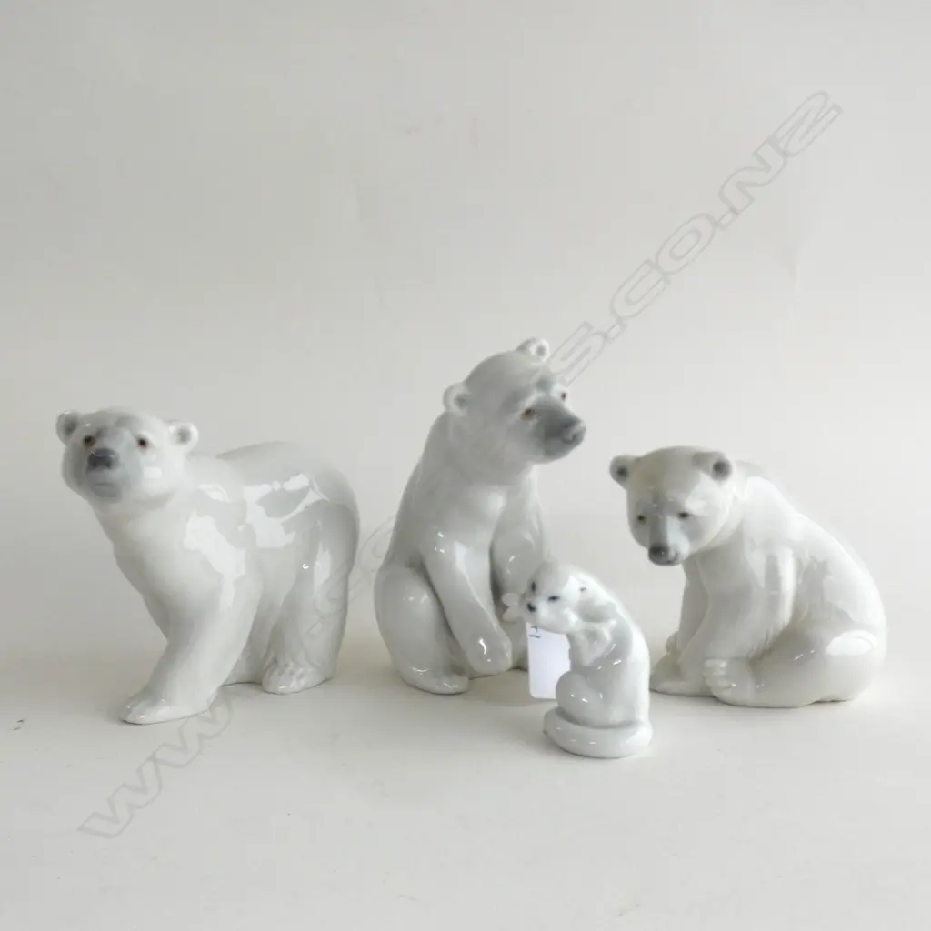 3 ASST LLADRO POLAR BEARS H 125MM + SM ROYAL COPENHAGEN SEAL WITH FISH  Image 1++