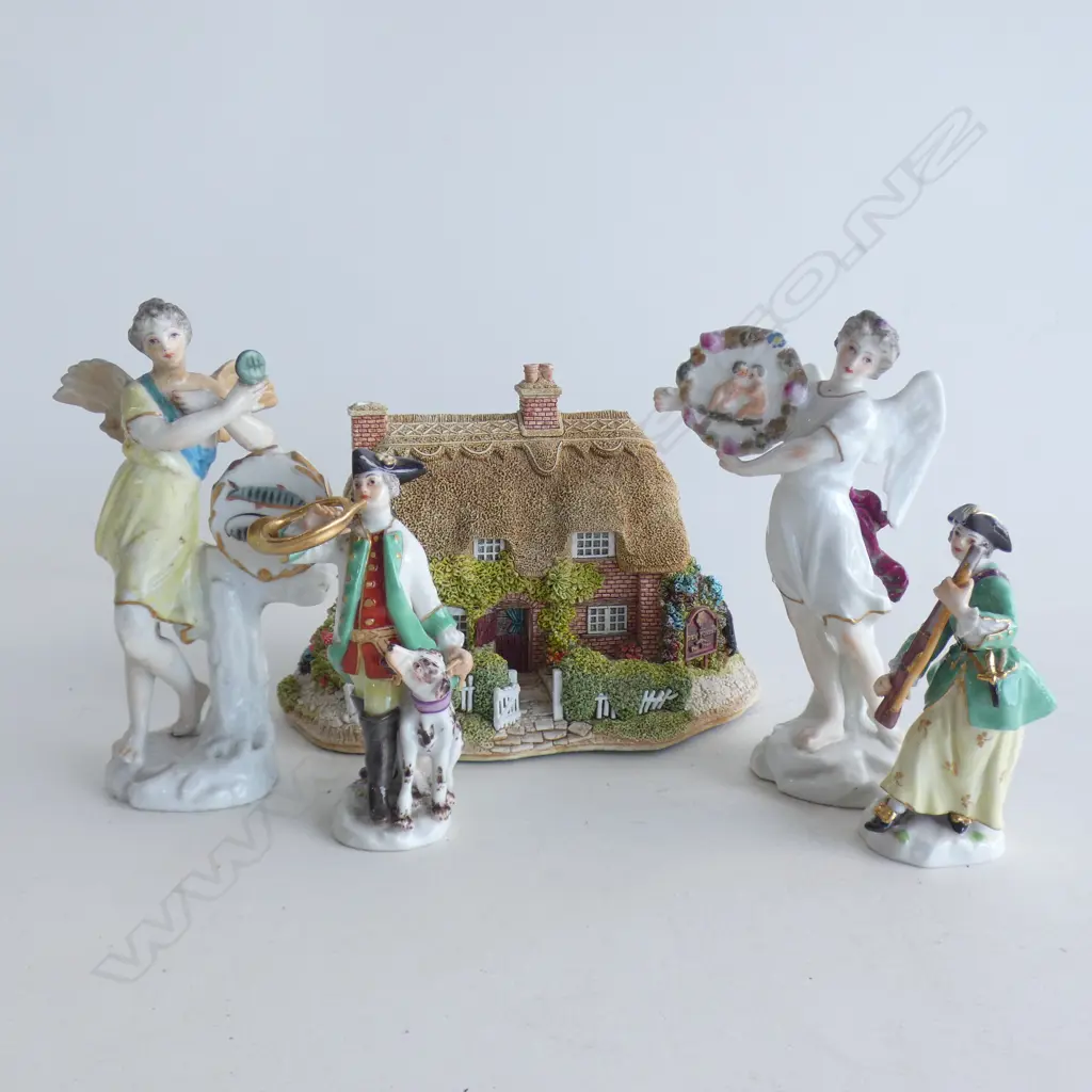 4 ANTIQUE MEISSEN FIGURES + LILYPUT LANE 'NEW FOREST TEAS' AF Image 1++